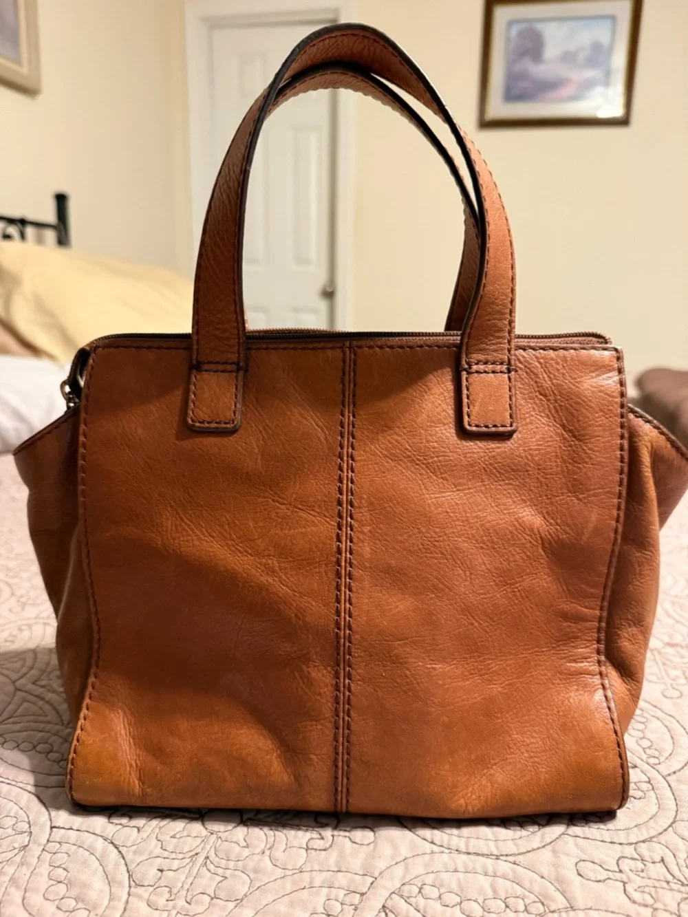 Fossil Tessa Tan Leather Handbag with Matching Wallet and Strap Nice - Picture 4 of 13